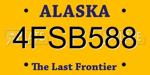 4FSB588 Alaska License Plate
