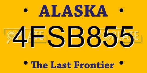 4FSB855 Alaska License Plate