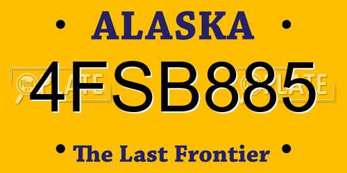 4FSB885 Alaska License Plate