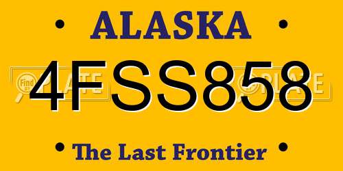 4FSS858 Alaska License Plate