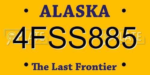 4FSS885 Alaska License Plate