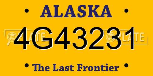 4G43231 Alaska License Plate