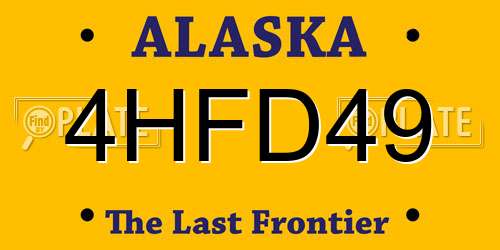 4HFD49 Alaska License Plate