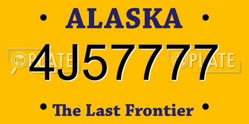 4J57777 Alaska License Plate