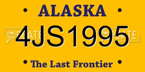 4JS1995 Alaska License Plate