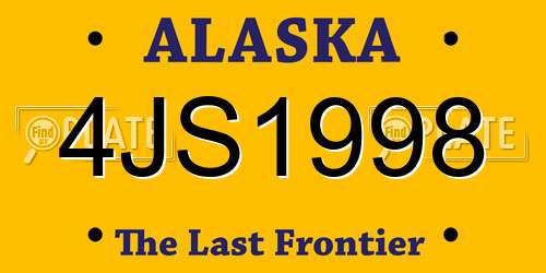 4JS1998 Alaska License Plate
