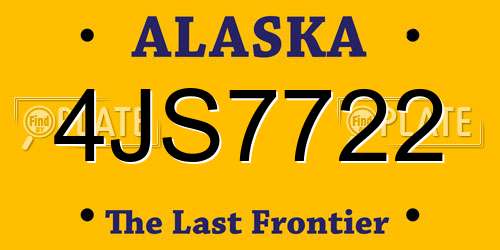 4JS7722 Alaska License Plate