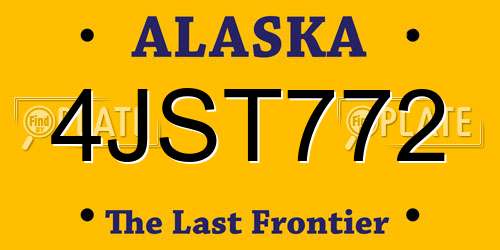 4JST772 Alaska License Plate