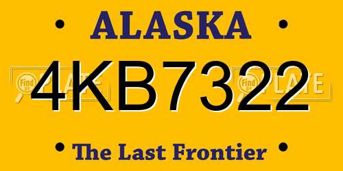 4KB7322 Alaska License Plate