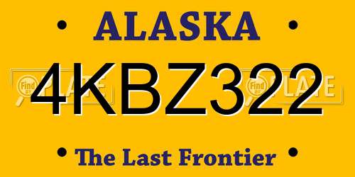 4KBZ322 Alaska License Plate
