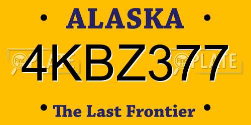 4KBZ377 Alaska License Plate