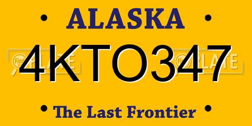 4KTO347 Alaska License Plate