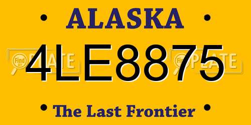 4LE8875 Alaska License Plate