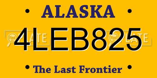 4LEB825 Alaska License Plate