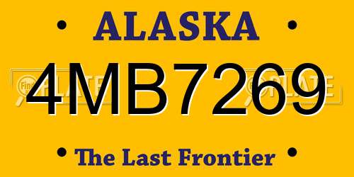 4MB7269 Alaska License Plate