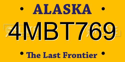 4MBT769 Alaska License Plate