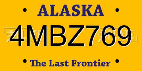 4MBZ769 Alaska License Plate