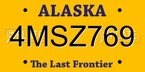 4MSZ769 Alaska License Plate