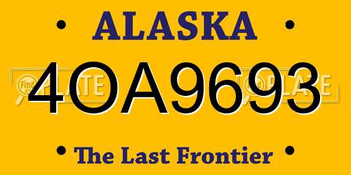 4OA9693 Alaska License Plate