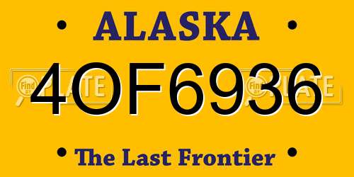 4OF6936 Alaska License Plate