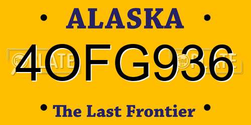 4OFG936 Alaska License Plate
