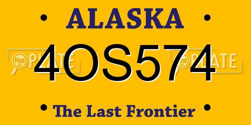 4OS574 Alaska License Plate