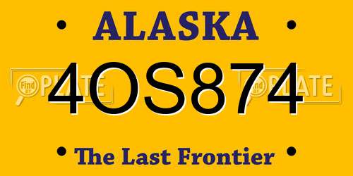 4OS874 Alaska License Plate