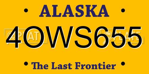 4OWS655 Alaska License Plate