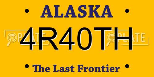 4R40TH Alaska License Plate