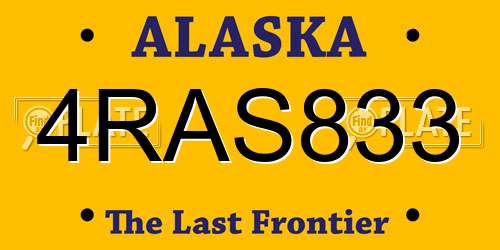 4RAS833 Alaska License Plate