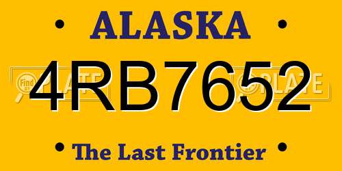 4RB7652 Alaska License Plate