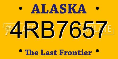 4RB7657 Alaska License Plate