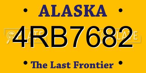 4RB7682 Alaska License Plate