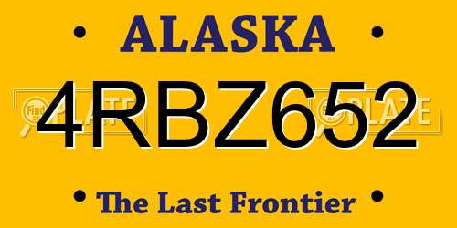 4RBZ652 Alaska License Plate