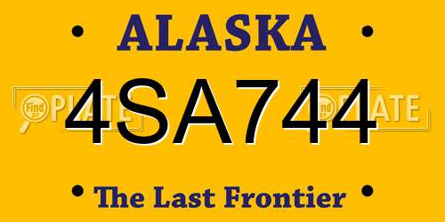4SA744 Alaska License Plate