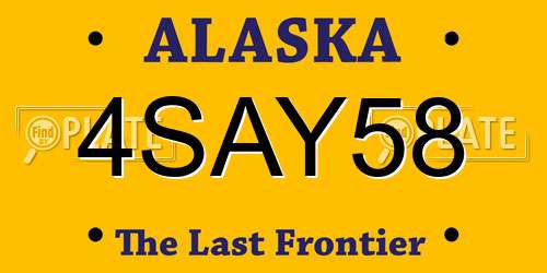 4SAY58 Alaska License Plate