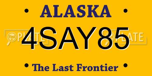 4SAY85 Alaska License Plate