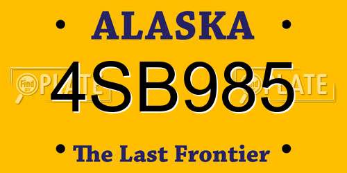 4SB985 Alaska License Plate