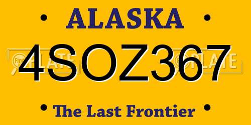 4SOZ367 Alaska License Plate