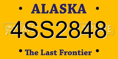 4SS2848 Alaska License Plate