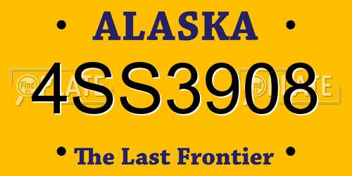4SS3908 Alaska License Plate