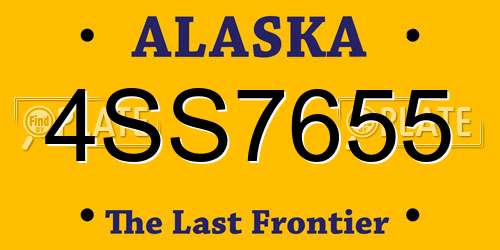 4SS7655 Alaska License Plate