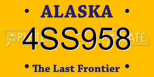 4SS958 Alaska License Plate