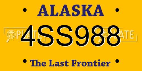 4SS988 Alaska License Plate