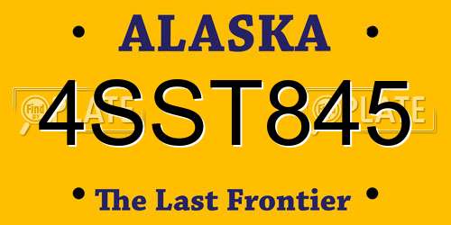 4SST845 Alaska License Plate
