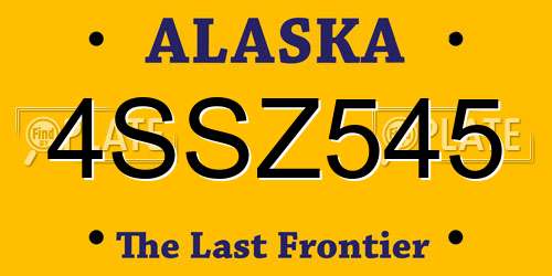 4SSZ545 Alaska License Plate