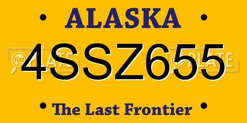 4SSZ655 Alaska License Plate