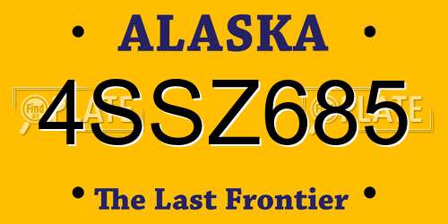 4SSZ685 Alaska License Plate