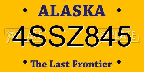 4SSZ845 Alaska License Plate