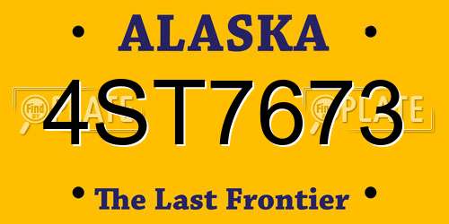 4ST7673 Alaska License Plate